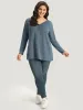 Heather Button Up Long Sleeve T-shirt sold by Bloomchic