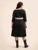 Contrast Texture Metal Detail Midi Dress sold by Bloomchic