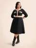 Contrast Texture Metal Detail Midi Dress sold by Bloomchic