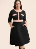 Contrast Texture Metal Detail Midi Dress sold by Bloomchic