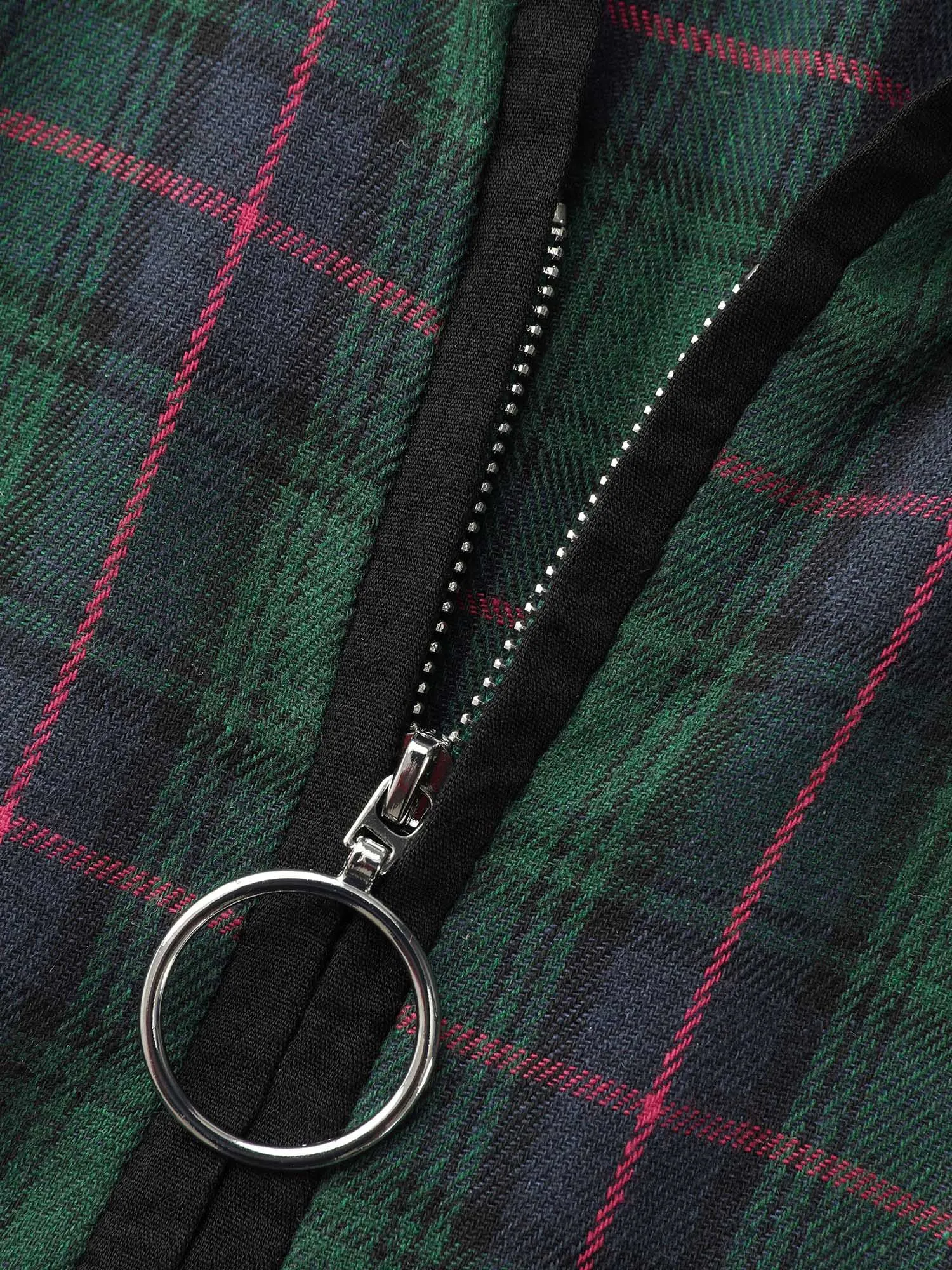 Contrast Plaid O Ring Zipper Dress sold by Bloomchic product image thumbnail 5