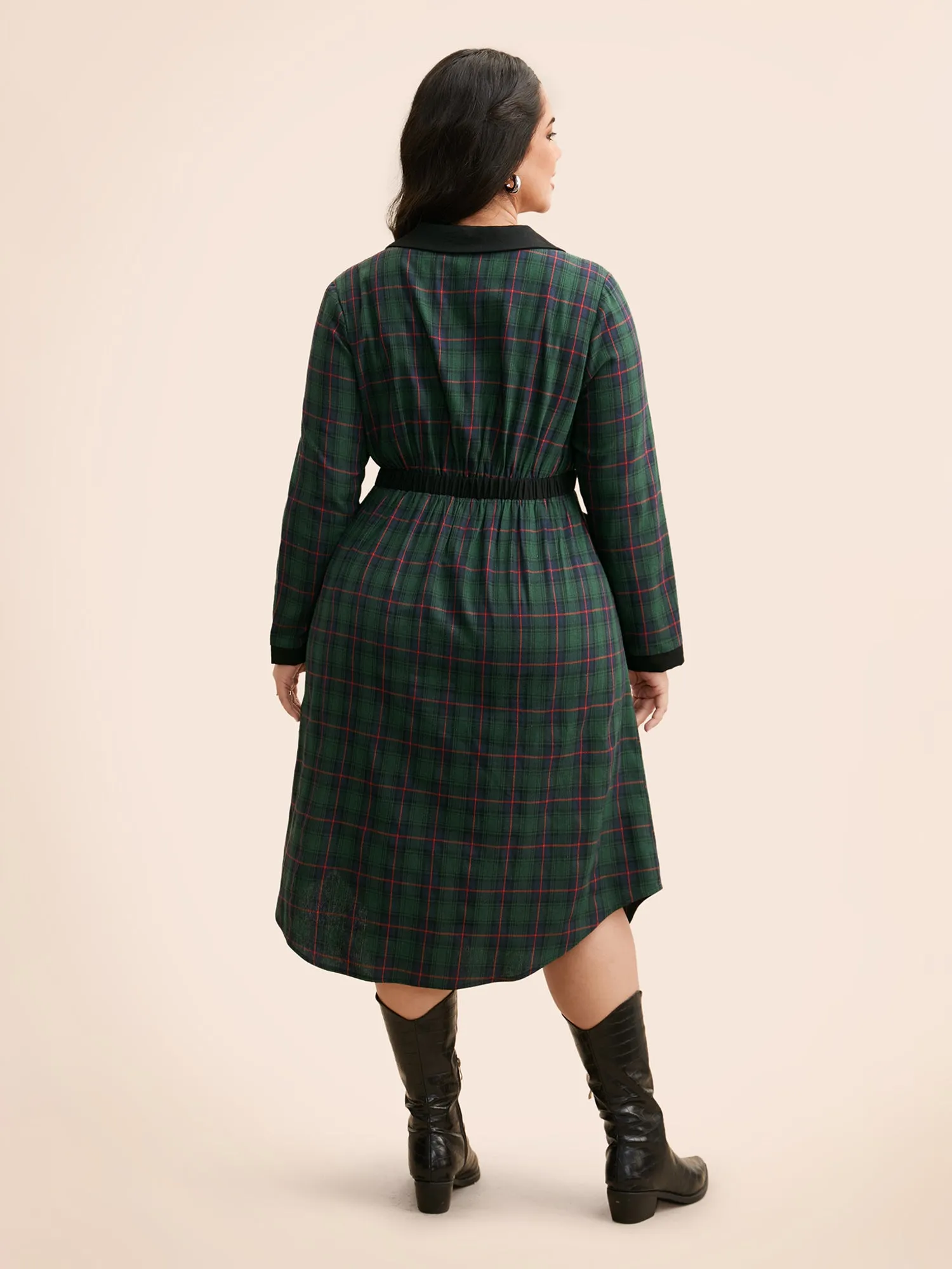 Contrast Plaid O Ring Zipper Dress sold by Bloomchic product image thumbnail 4