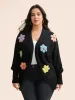 Stereo Flower Design Drop Shoulder Cardigan sold by Bloomchic