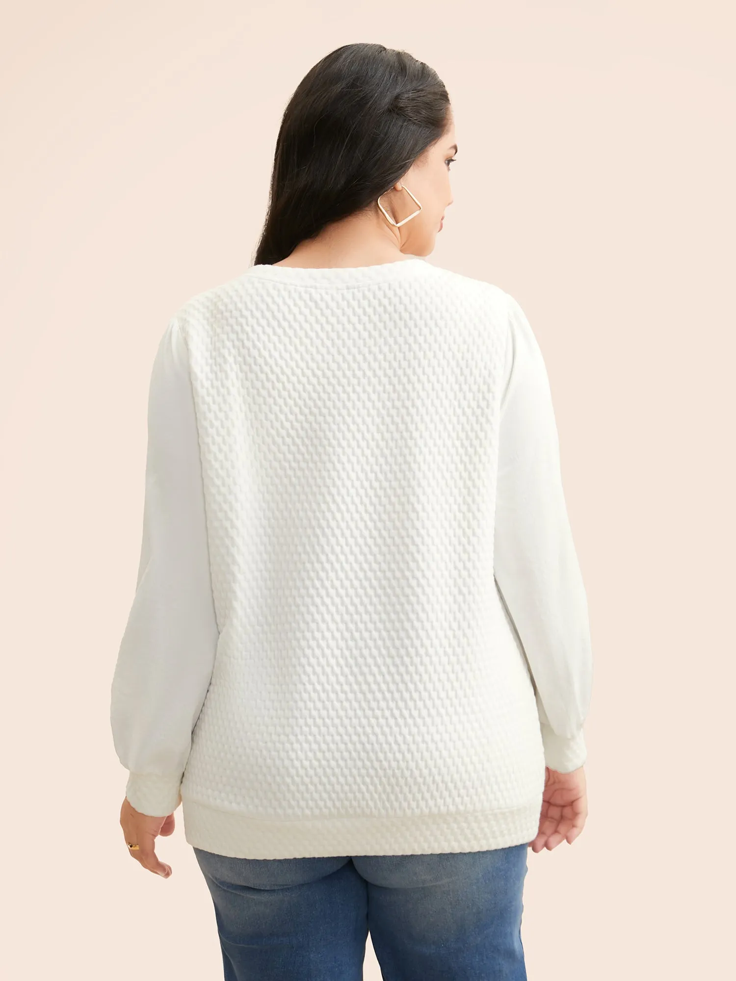 Round Neck Texture Patchwork Sweatshirt sold by Bloomchic product image thumbnail 2