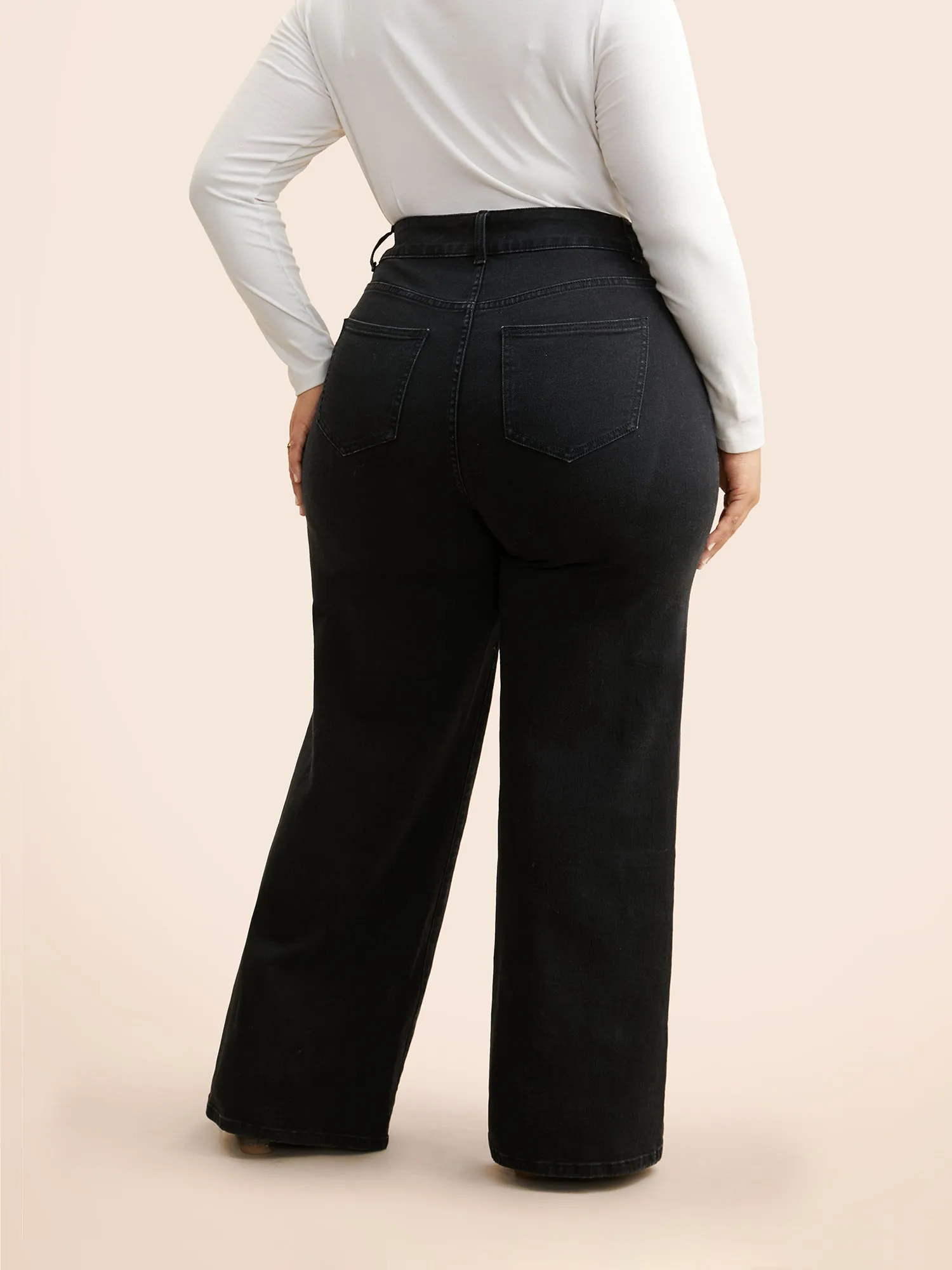 Black Wash Buttoned Zipper Loose Jeans sold by Bloomchic product image thumbnail 2