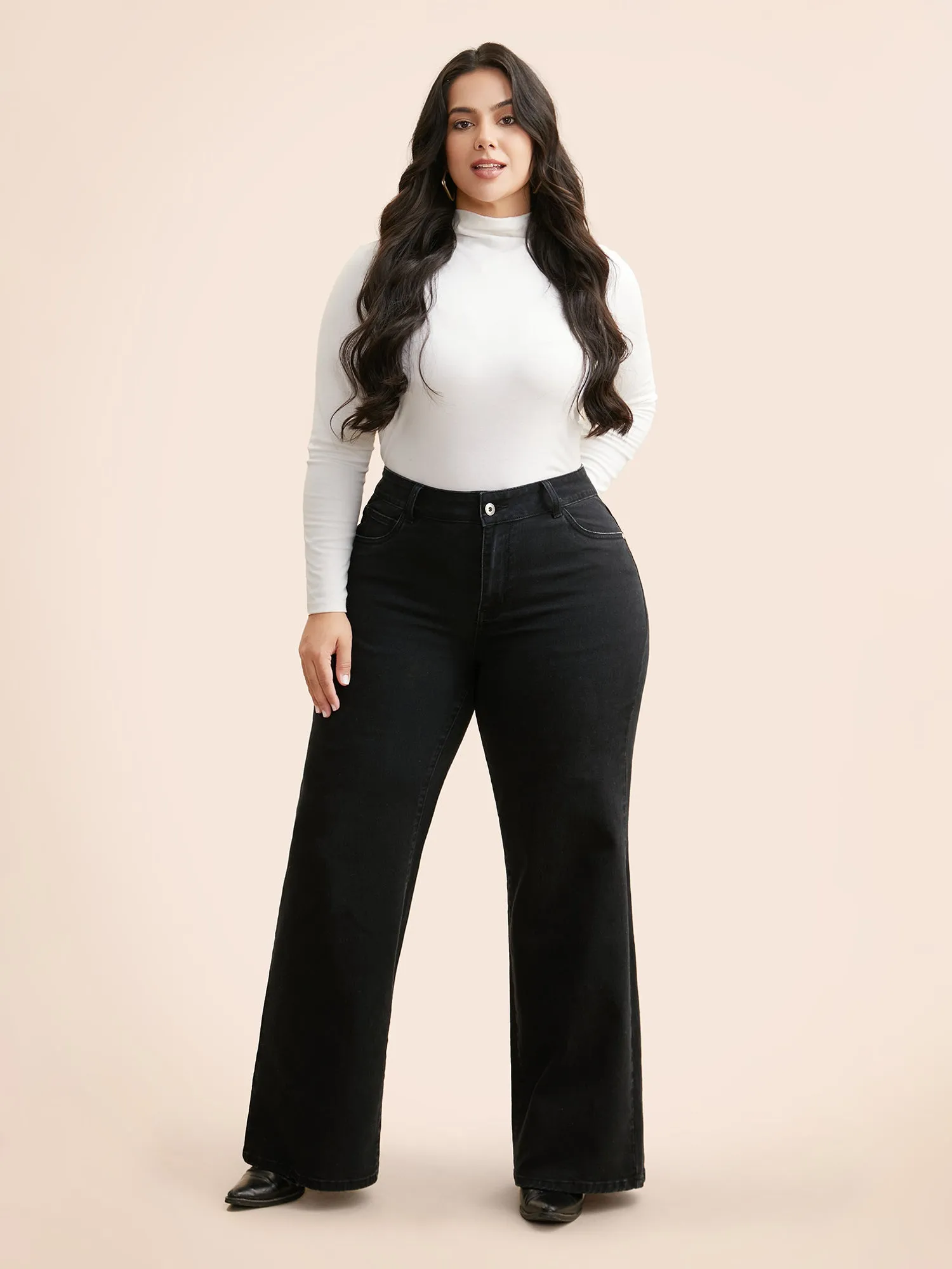 Black Wash Buttoned Zipper Loose Jeans sold by Bloomchic product image thumbnail 4