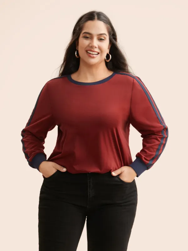 Crew Neck Contrast Webbing T-shirt sold by Bloomchic