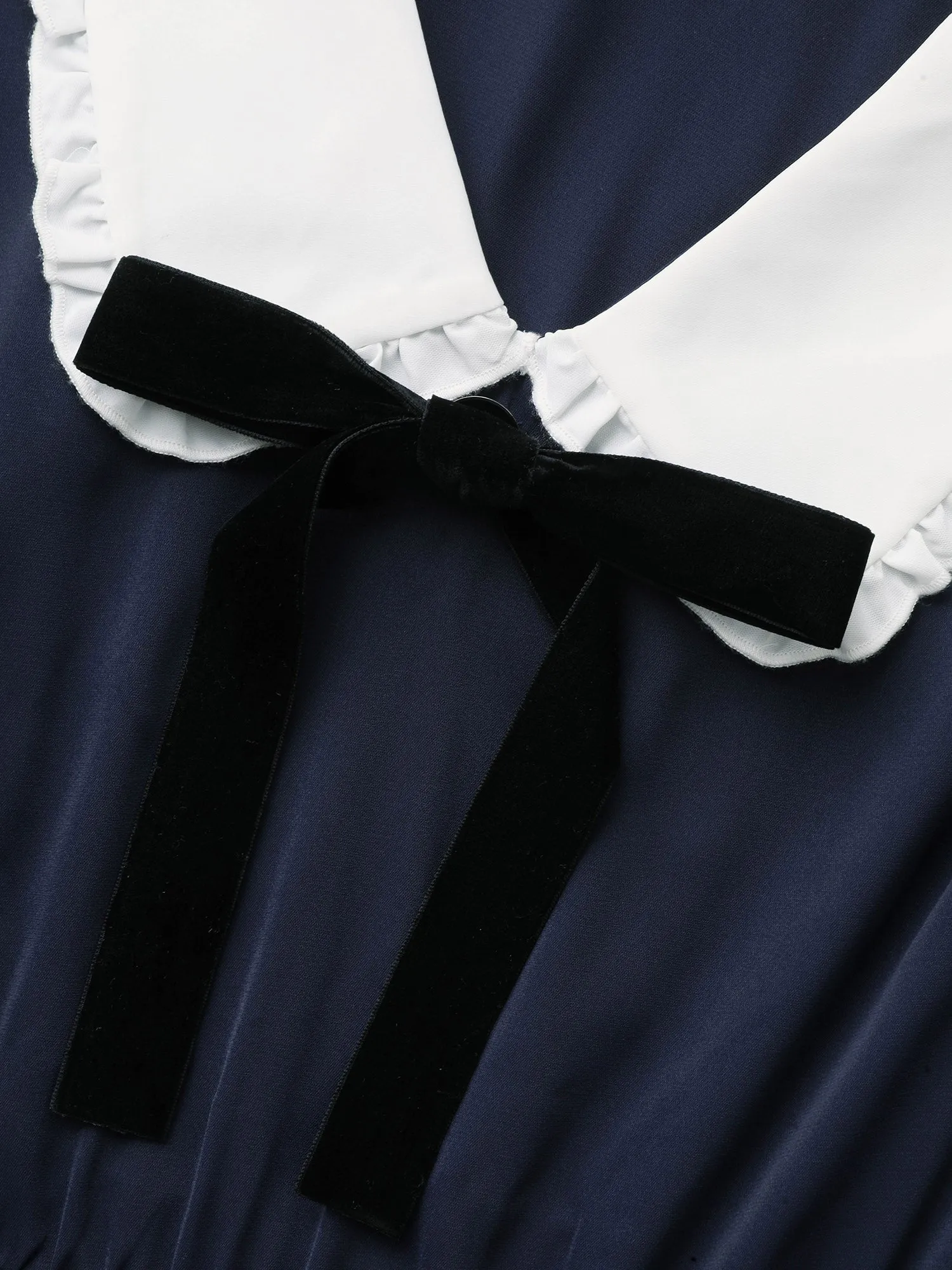 Lapel Collar Bowknot Frill Trim Dress sold by Bloomchic product image thumbnail 5