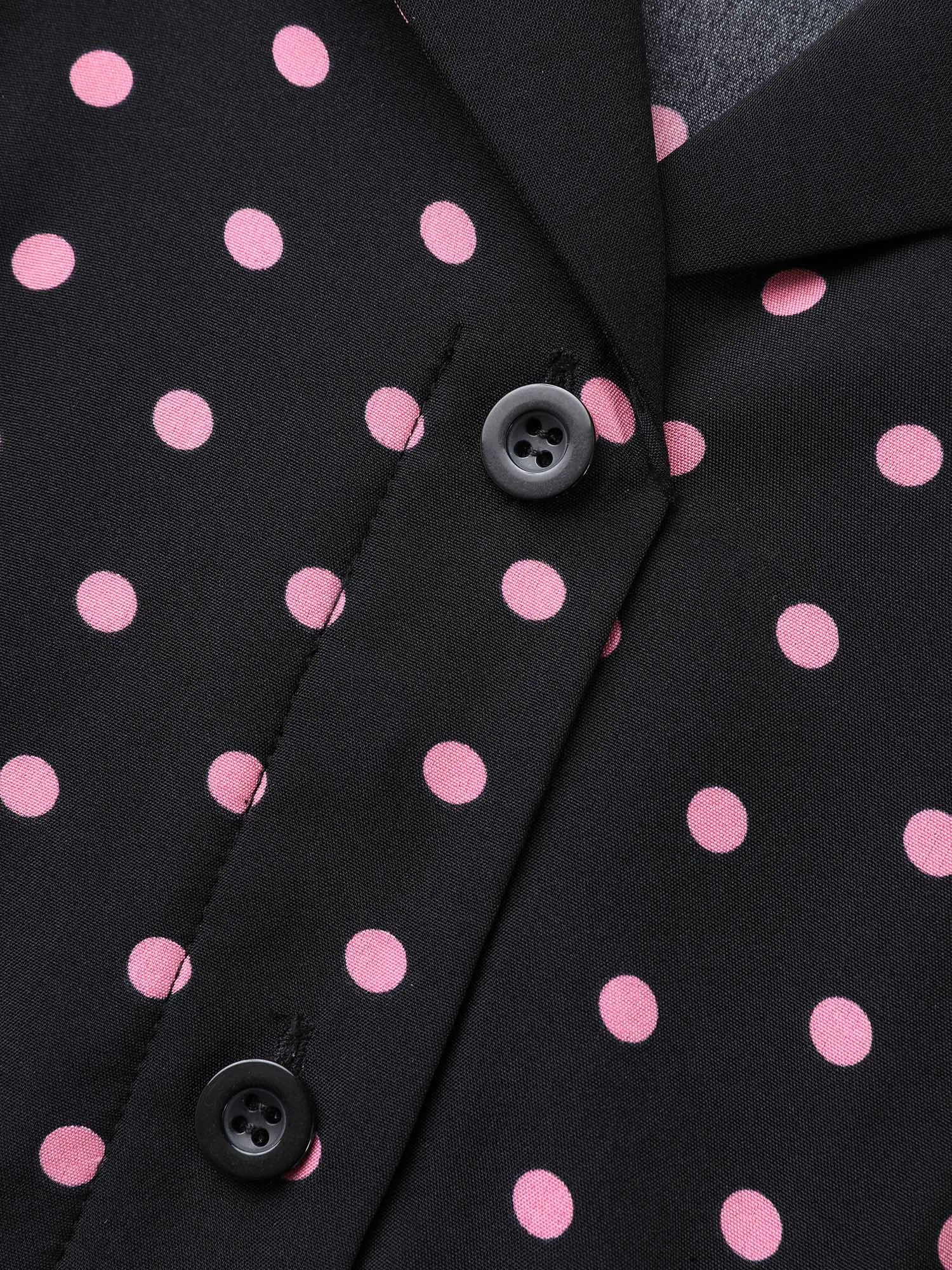Polka Dot Suit Collar Belted Dress sold by Bloomchic product image thumbnail 5