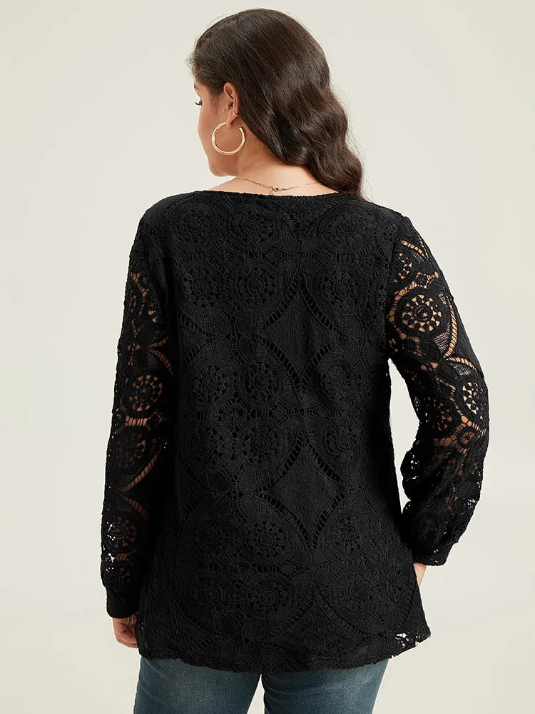 Plain Embroidered Guipure Lace Wrap Blouse sold by Bloomchic product image thumbnail 2