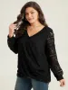 Plain Embroidered Guipure Lace Wrap Blouse sold by Bloomchic