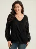 Plain Embroidered Guipure Lace Wrap Blouse sold by Bloomchic