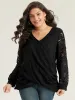 Plain Embroidered Guipure Lace Wrap Blouse sold by Bloomchic