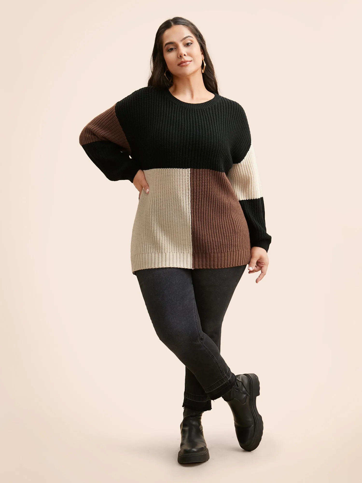 Colorblock Contrast Drop Shoulder Pullover sold by Bloomchic product image thumbnail 3