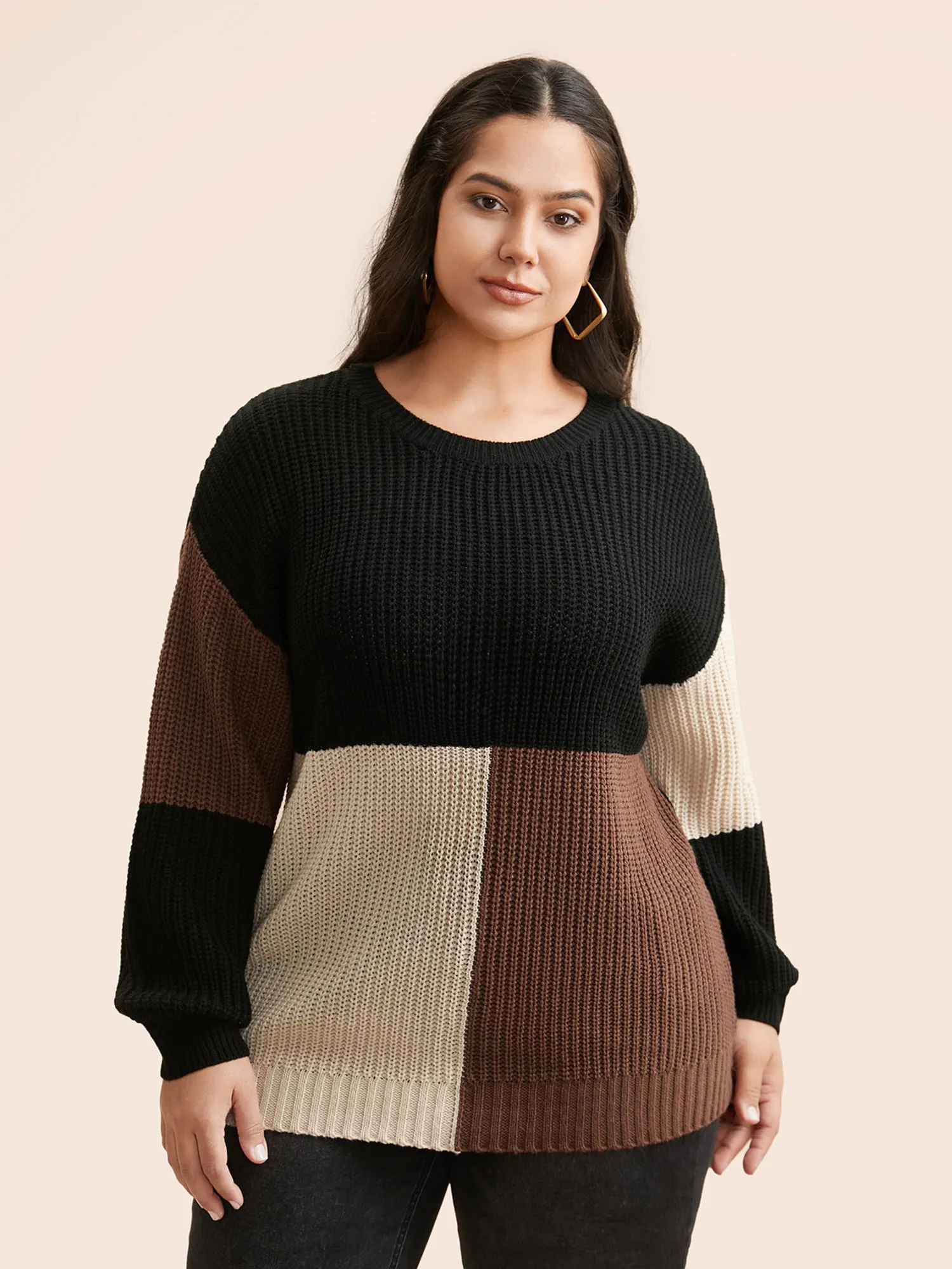 Colorblock Contrast Drop Shoulder Pullover sold by Bloomchic