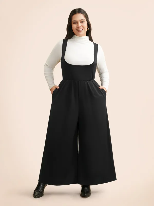Solid Slightly Stretchy Pocket Jumpsuit sold by Bloomchic