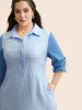 Striped Patchwork Contrast Tab Sleeve Dress sold by Bloomchic
