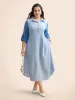 Striped Patchwork Contrast Tab Sleeve Dress sold by Bloomchic