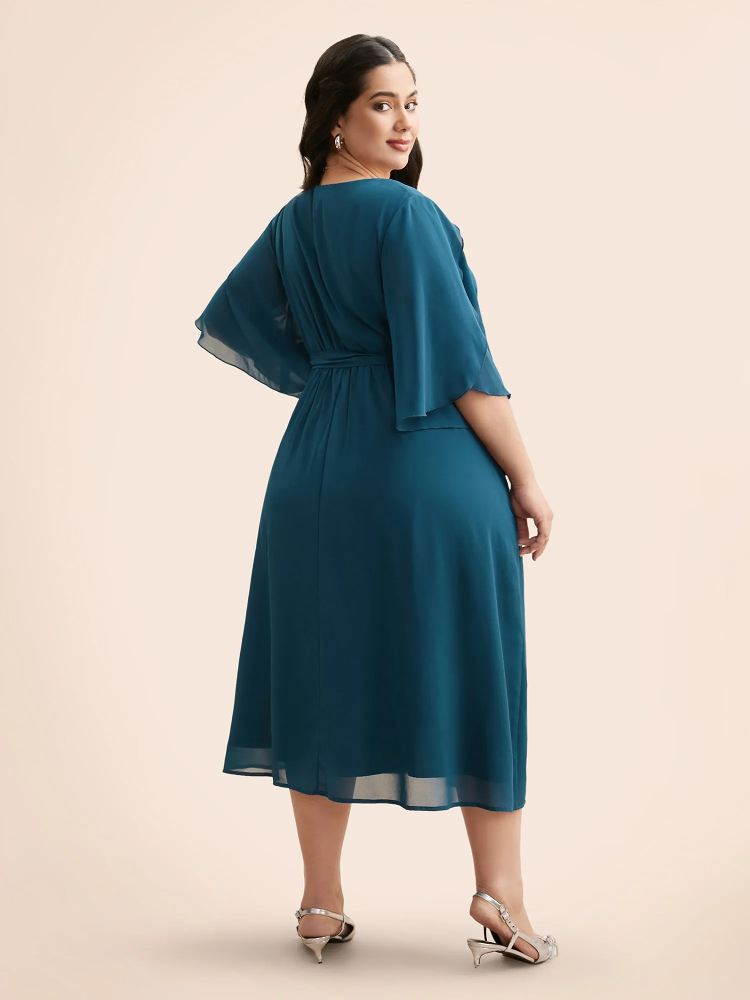 Chiffon Petal Sleeve Midi Dress sold by Bloomchic product image thumbnail 4