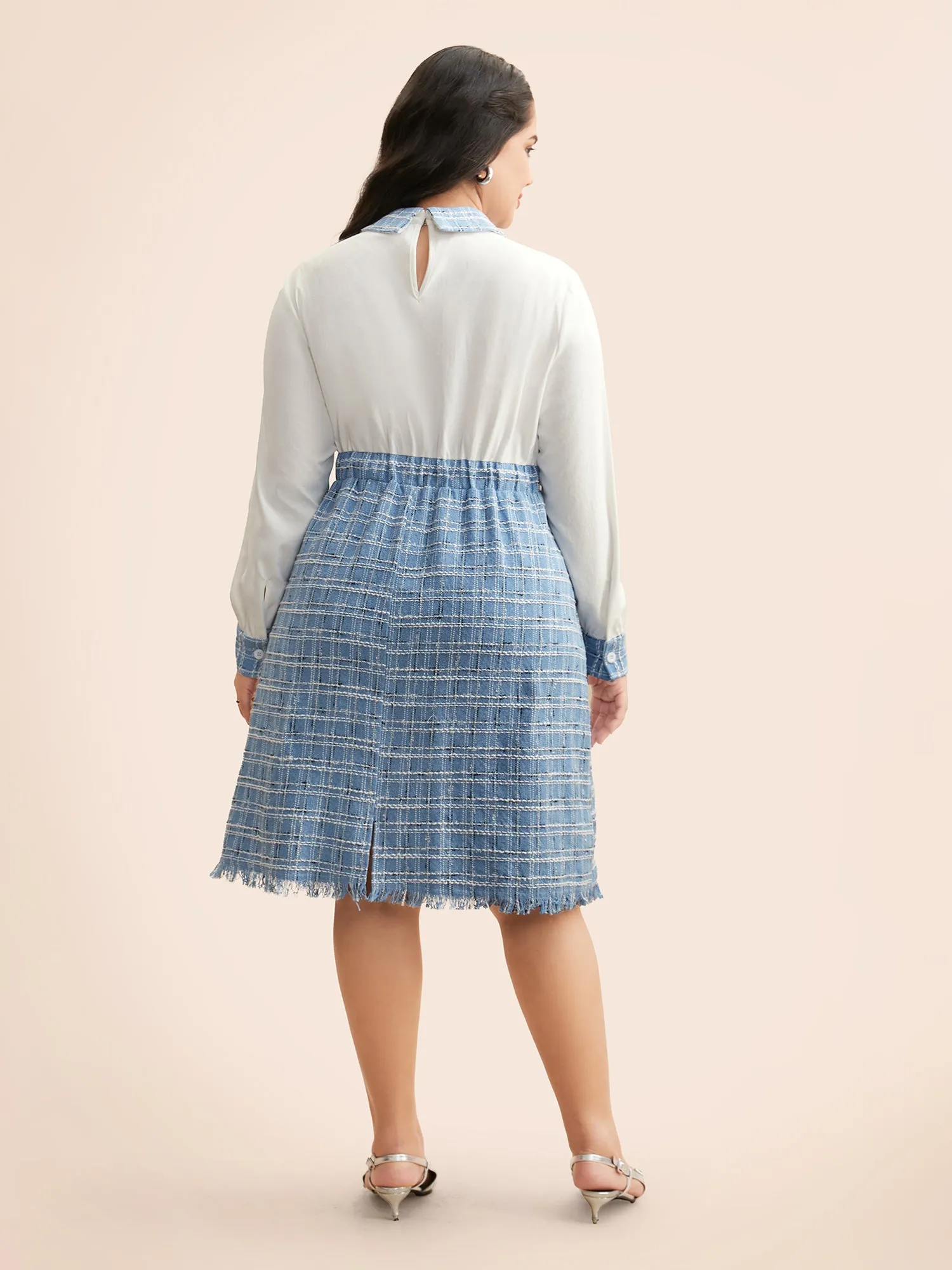 Tweed Patchwork Button Detail Dress sold by Bloomchic product image thumbnail 5