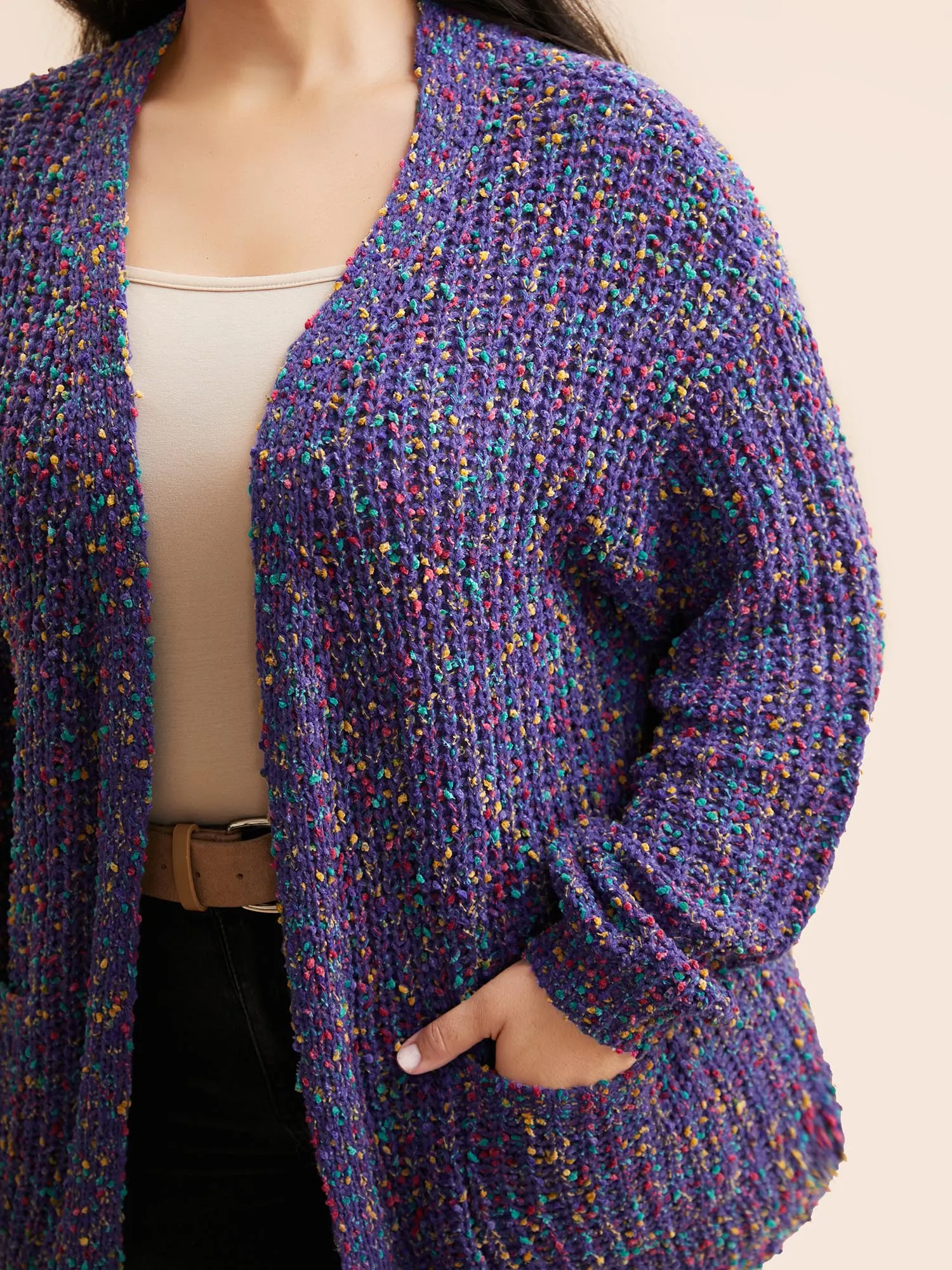 Heather Patched Pocket Drop Shoulder Cardigan sold by Bloomchic product image thumbnail 4