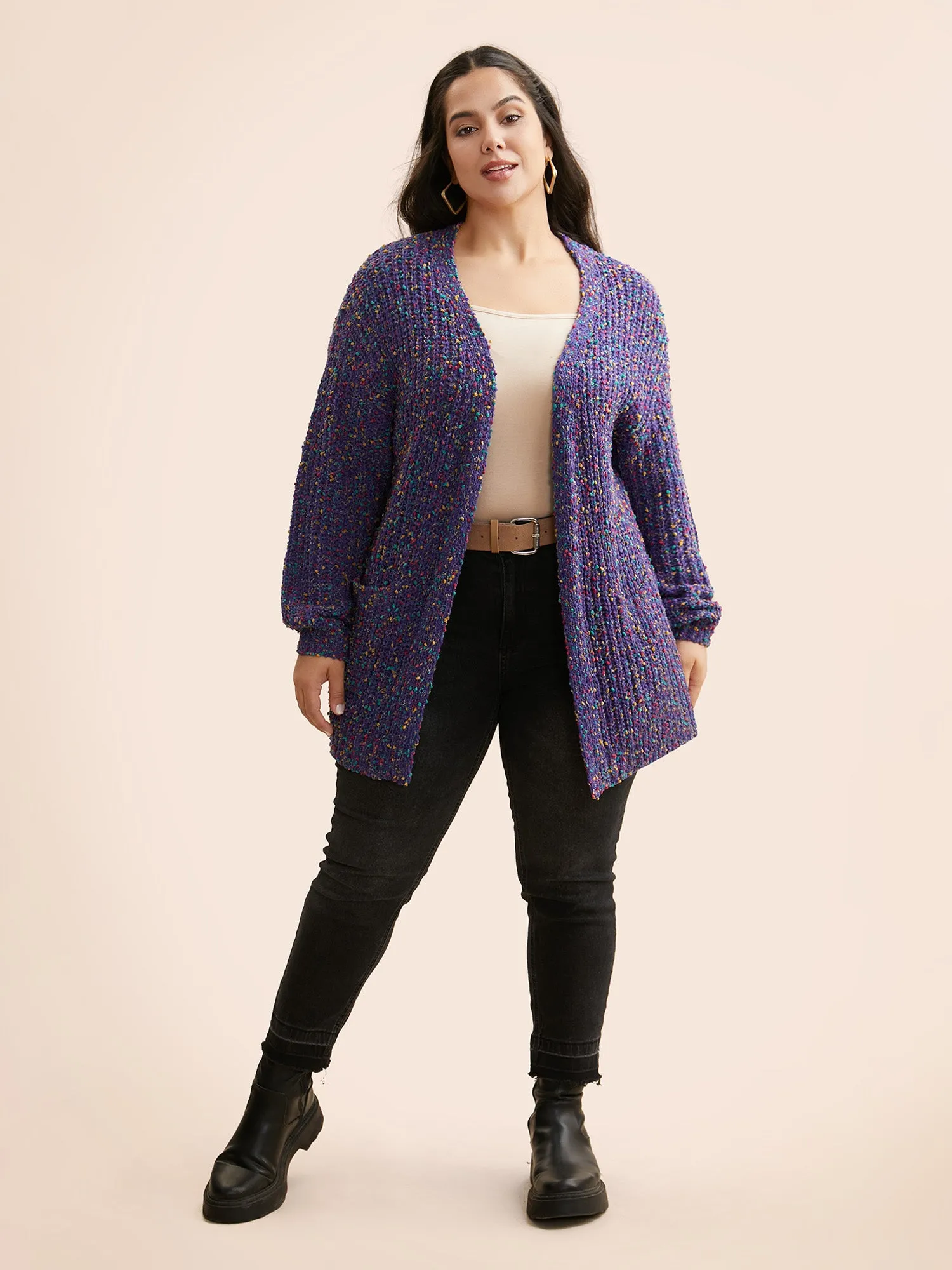 Heather Patched Pocket Drop Shoulder Cardigan sold by Bloomchic product image thumbnail 3