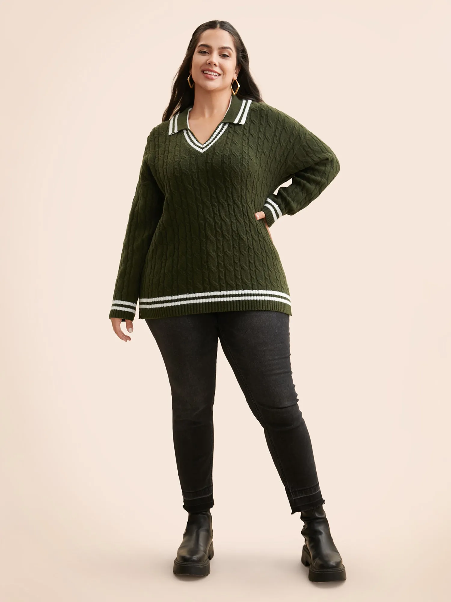 Contrast Trim Split Hem Pullover sold by Bloomchic product image thumbnail 3