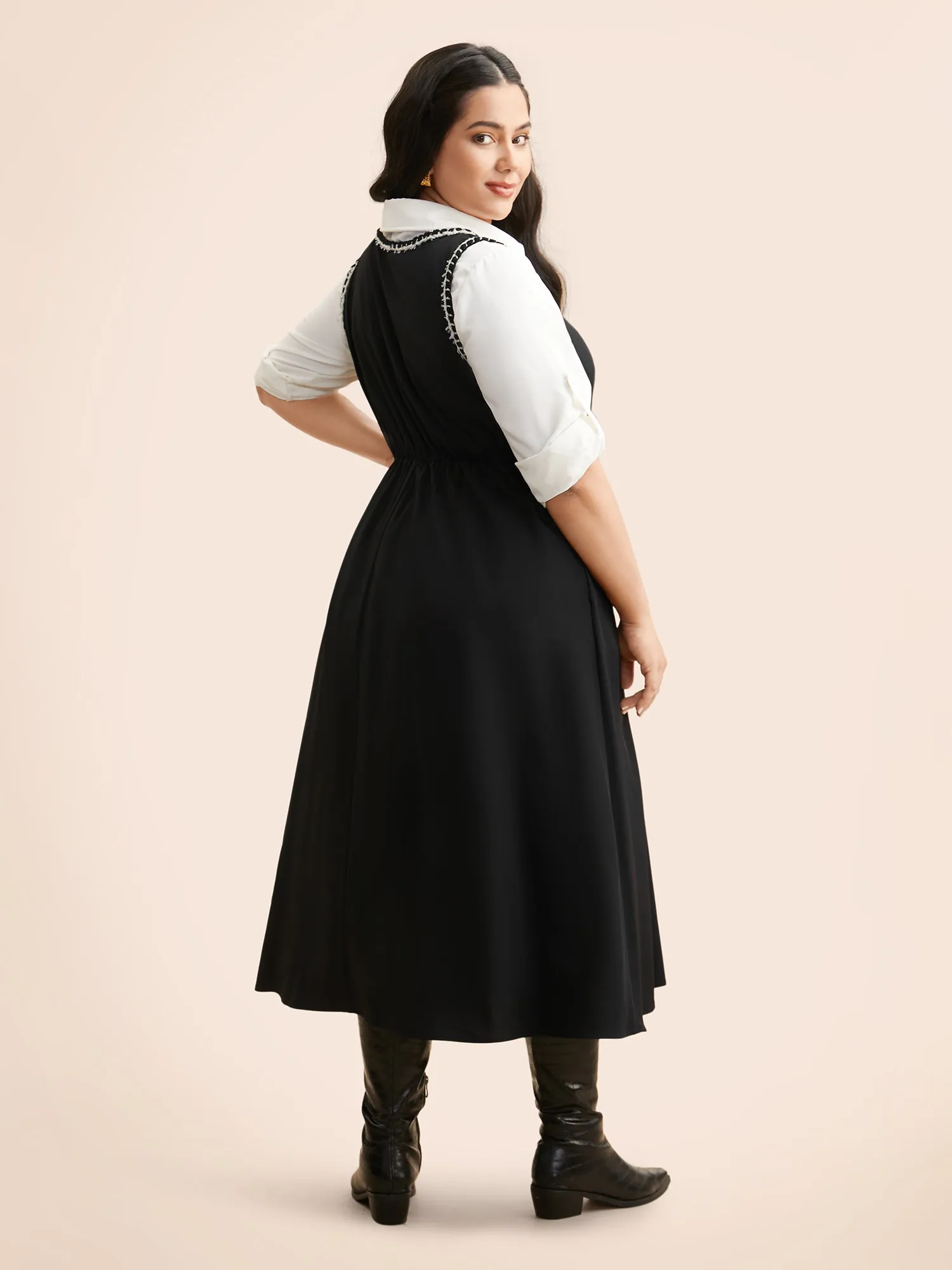 Square Neck Contrast Webbing Dress sold by Bloomchic product image thumbnail 5