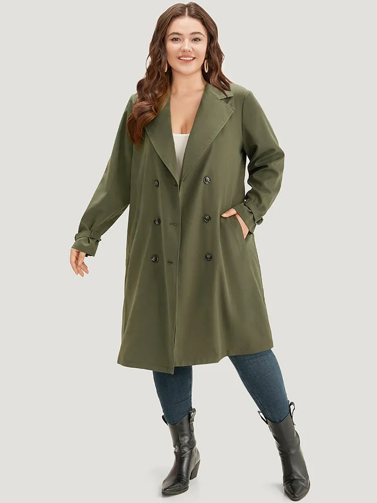 Solid Lapel Collar Double Breasted Windbreaker sold by Bloomchic product image thumbnail 5