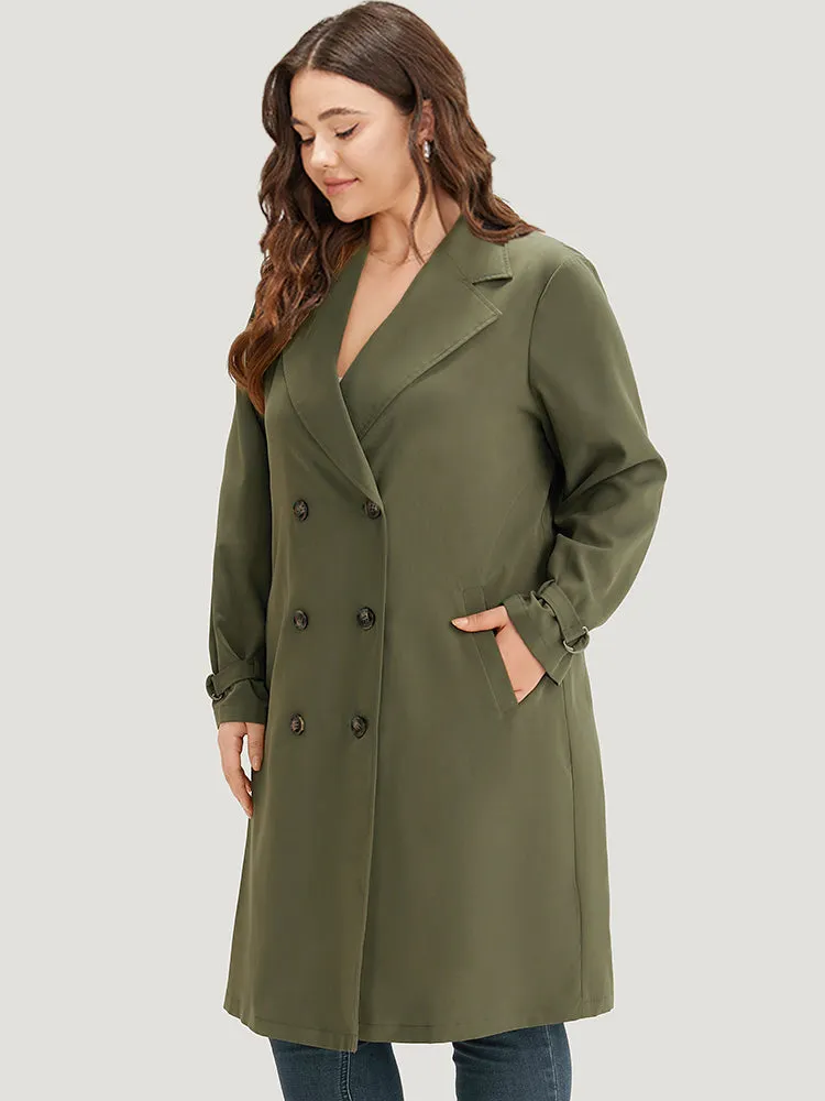 Solid Lapel Collar Double Breasted Windbreaker sold by Bloomchic product image thumbnail 4