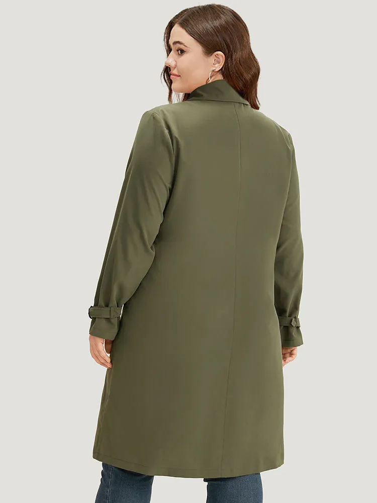 Solid Lapel Collar Double Breasted Windbreaker sold by Bloomchic product image thumbnail 3