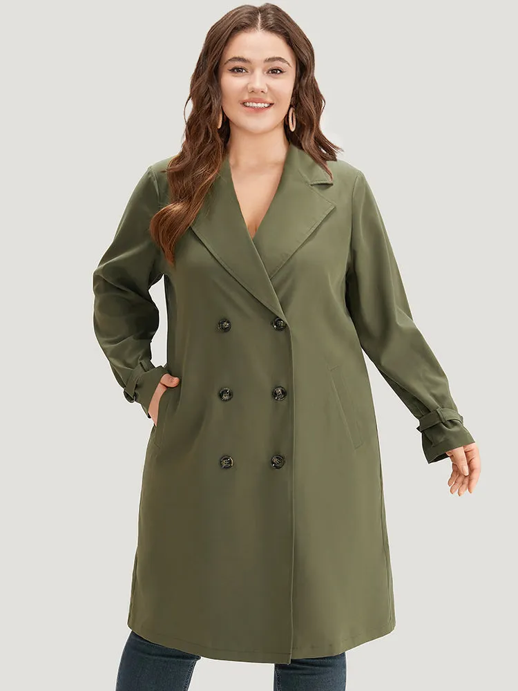 Solid Lapel Collar Double Breasted Windbreaker sold by Bloomchic product image thumbnail 2