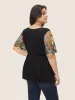 Floral Embroidered Patchwork Mesh Knit Top sold by Bloomchic