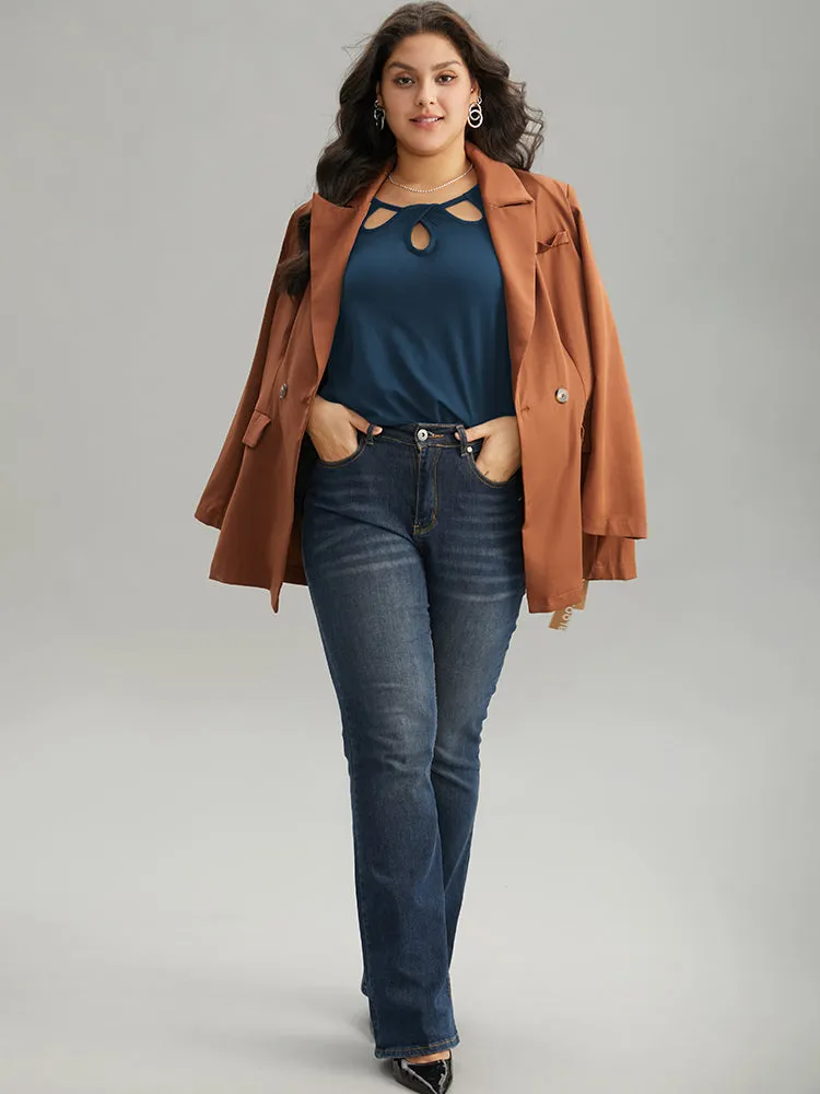 Solid Keyhole Cut Out T-shirt sold by Bloomchic product image thumbnail 3