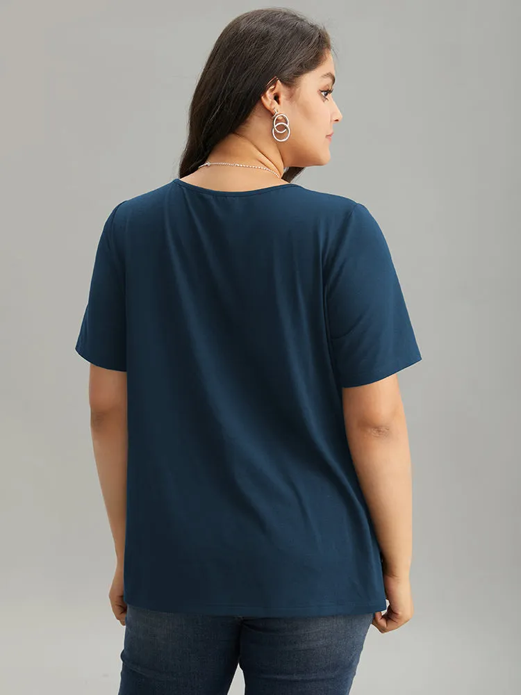 Solid Keyhole Cut Out T-shirt sold by Bloomchic product image thumbnail 4