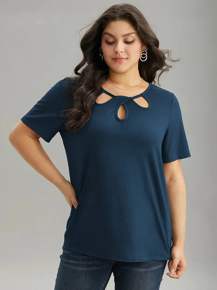 Solid Keyhole Cut Out T-shirt sold by Bloomchic product image thumbnail 2