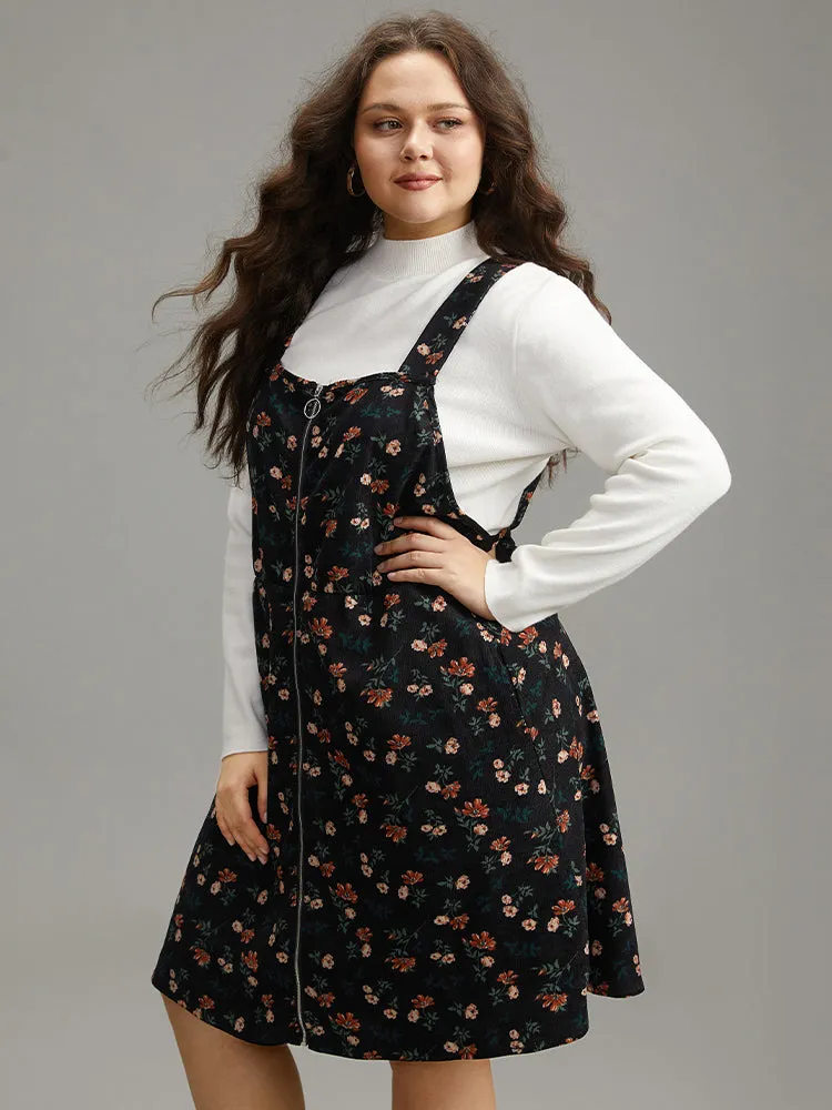 Ditsy Floral Corduroy Pocket Zipper Fly Cami Dress sold by Bloomchic product image thumbnail 5