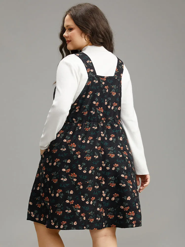 Ditsy Floral Corduroy Pocket Zipper Fly Cami Dress sold by Bloomchic product image thumbnail 3