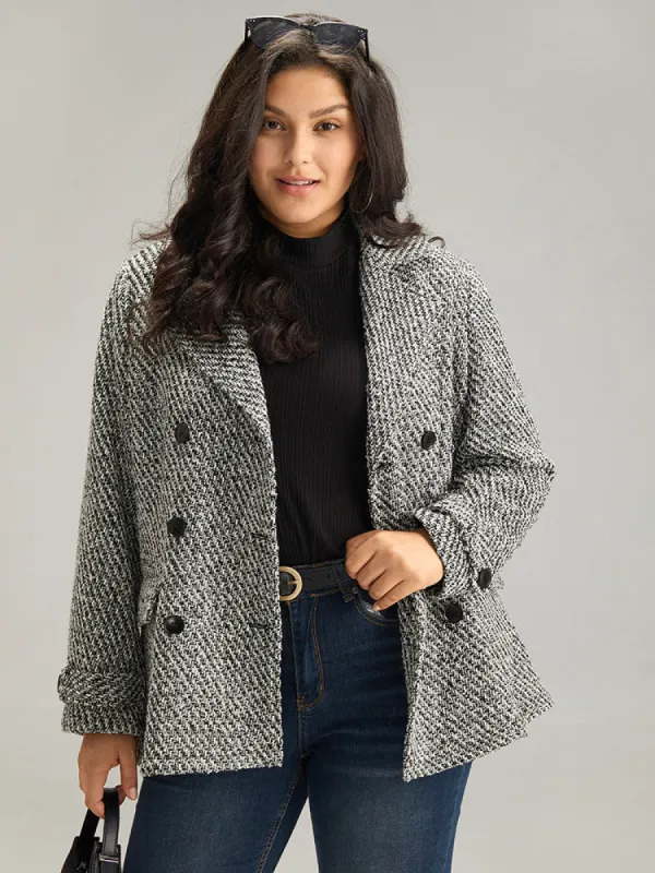 Tweed Lapel Collar Button Up Pocket Coat sold by Bloomchic