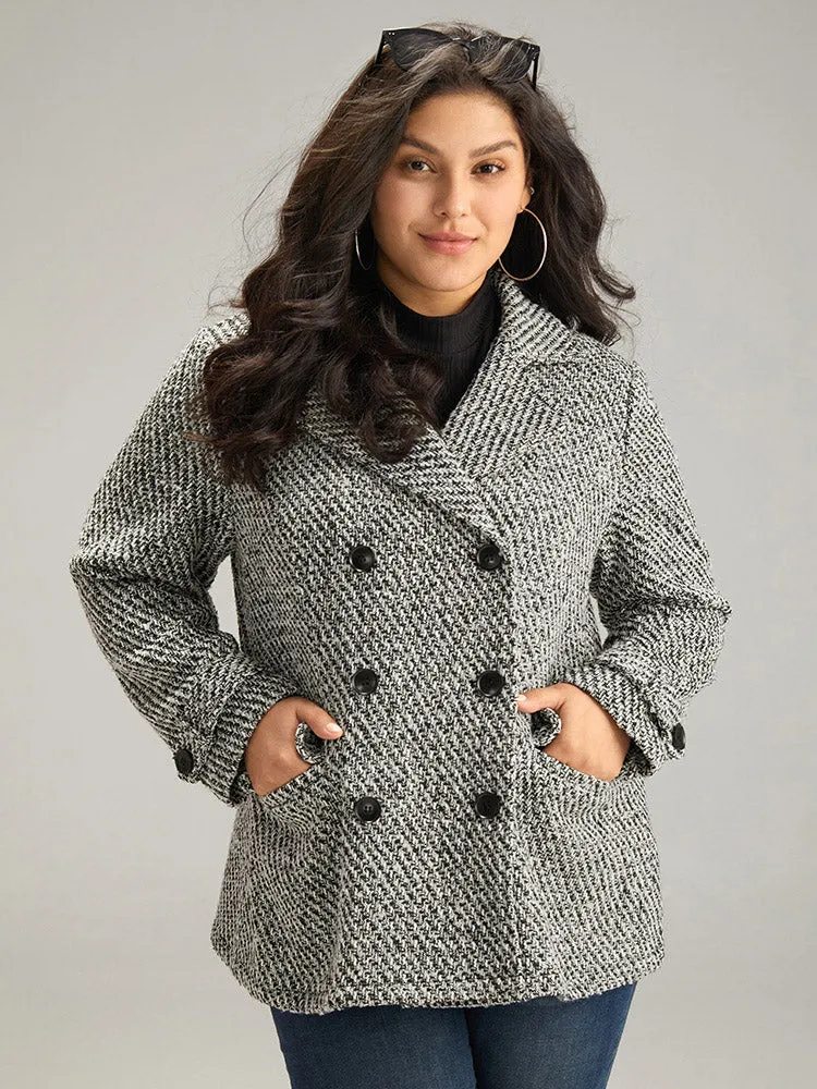 Tweed Lapel Collar Button Up Pocket Coat sold by Bloomchic product image thumbnail 3
