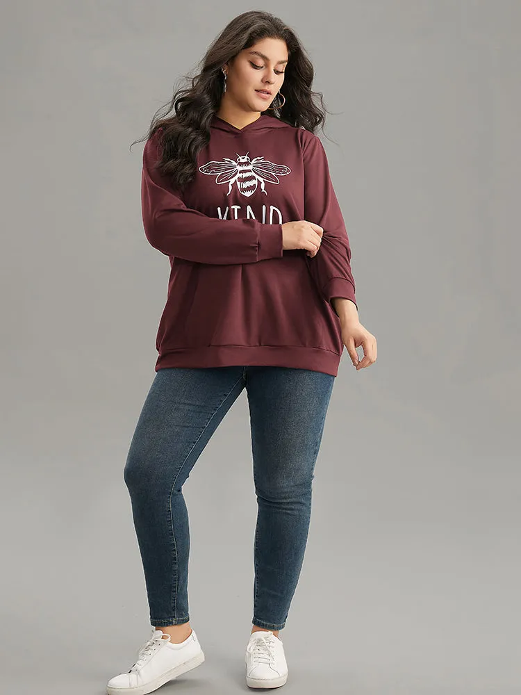 Bee Print Hooded Kangaroo Pocket Sweatshirt sold by Bloomchic product image thumbnail 4