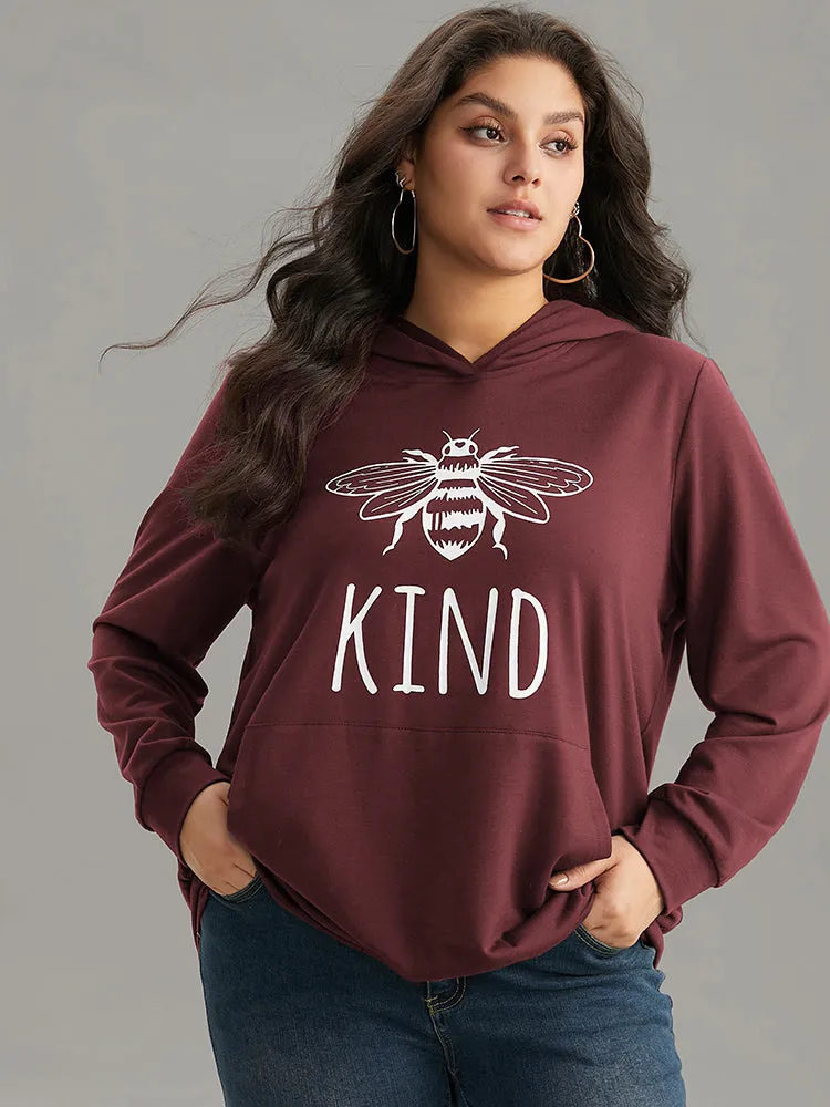 Bee Print Hooded Kangaroo Pocket Sweatshirt sold by Bloomchic product image thumbnail 3