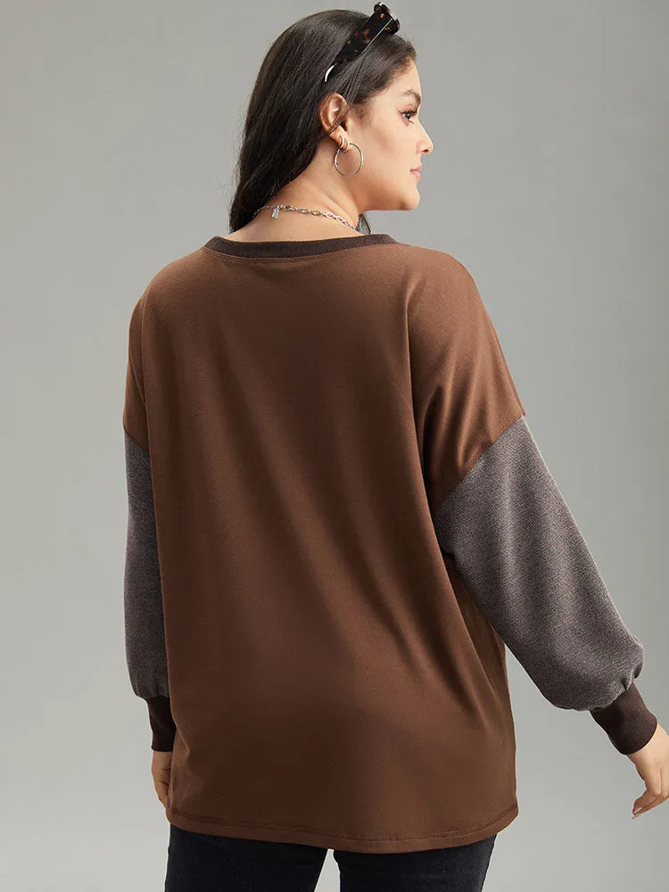 Two Tone Patched Pocket Drop Shoulder Sweatshirt sold by Bloomchic product image thumbnail 5