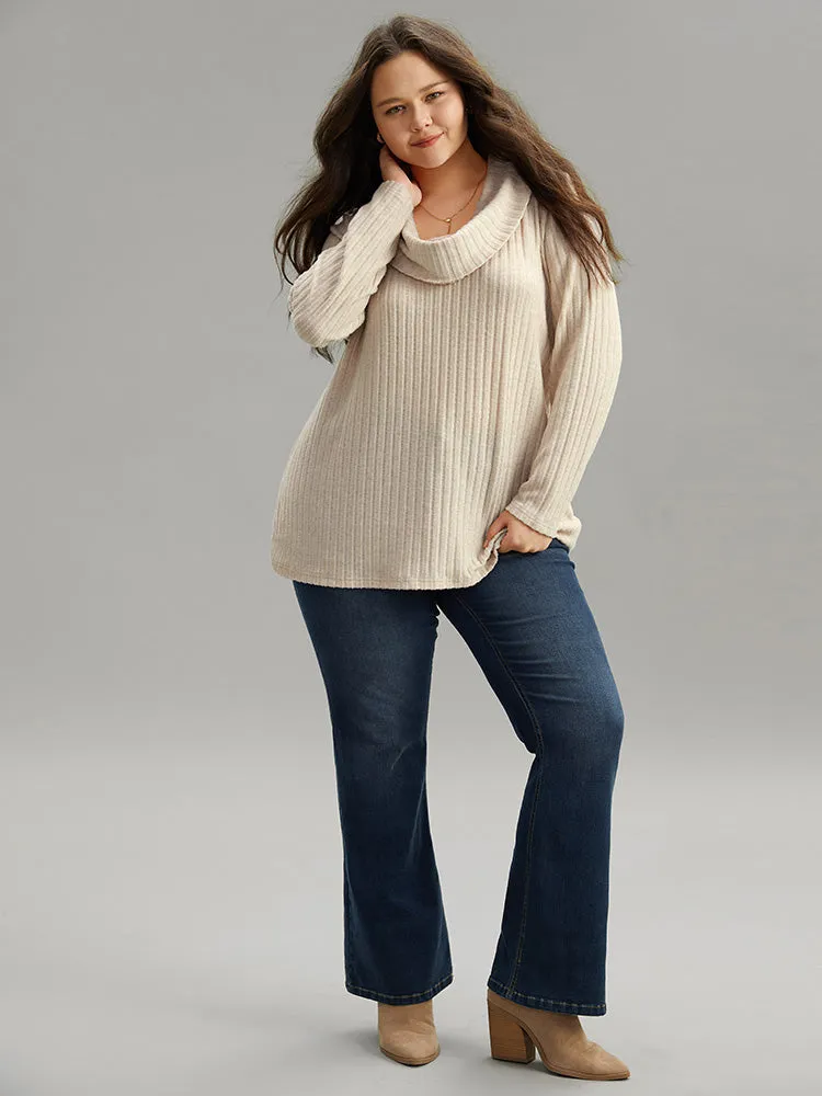 Plain Rib Knit Cowl Neck T-Shirt sold by Bloomchic product image thumbnail 5