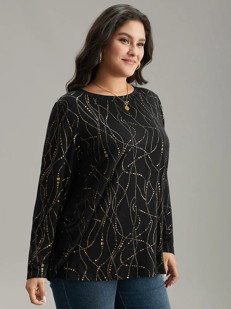 Polka Dot Contrast Round Neck T-shirt sold by Bloomchic product image thumbnail 3
