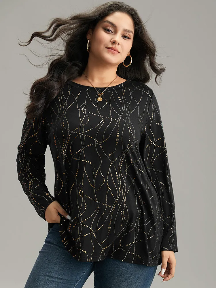 Polka Dot Contrast Round Neck T-shirt sold by Bloomchic