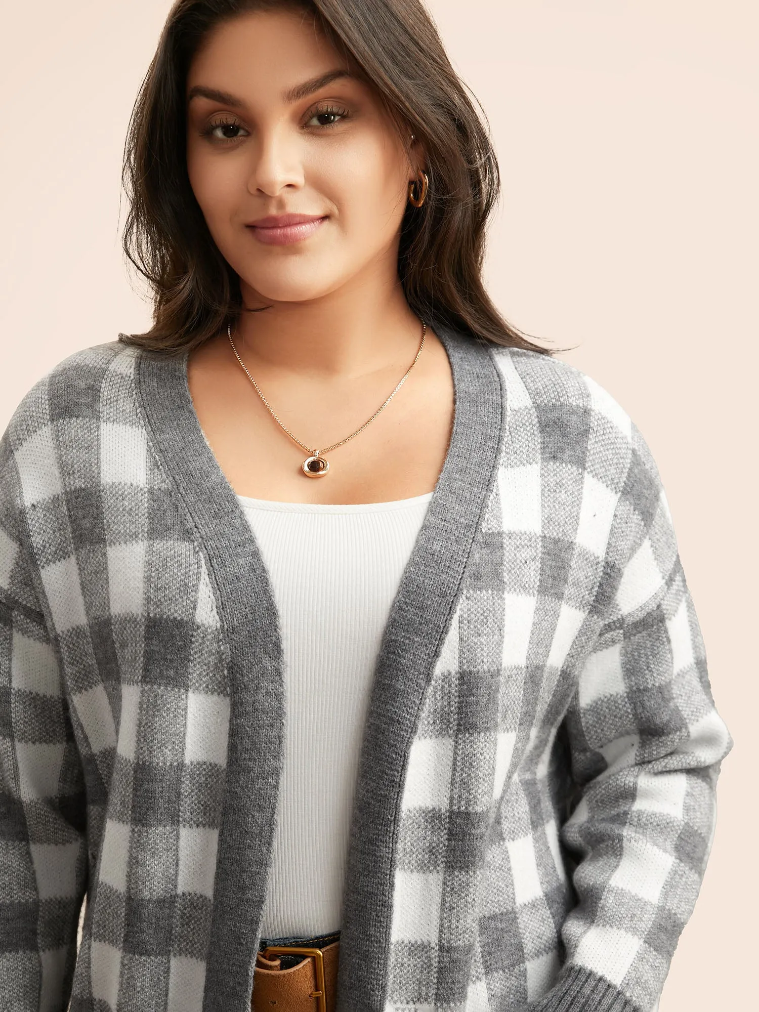 Supersoft Essentials Plaid Drop Shoulder Cardigan sold by Bloomchic product image thumbnail 4