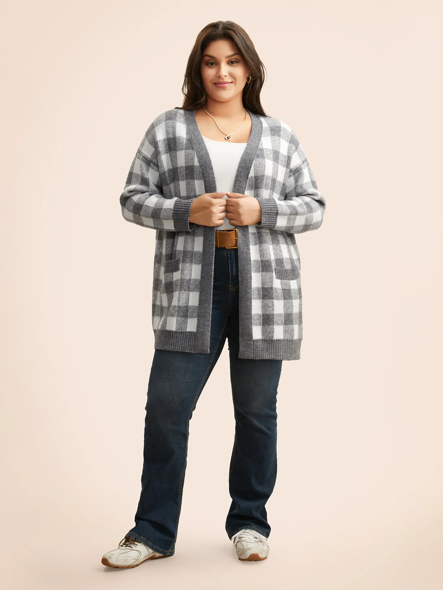 Supersoft Essentials Plaid Drop Shoulder Cardigan sold by Bloomchic product image thumbnail 3
