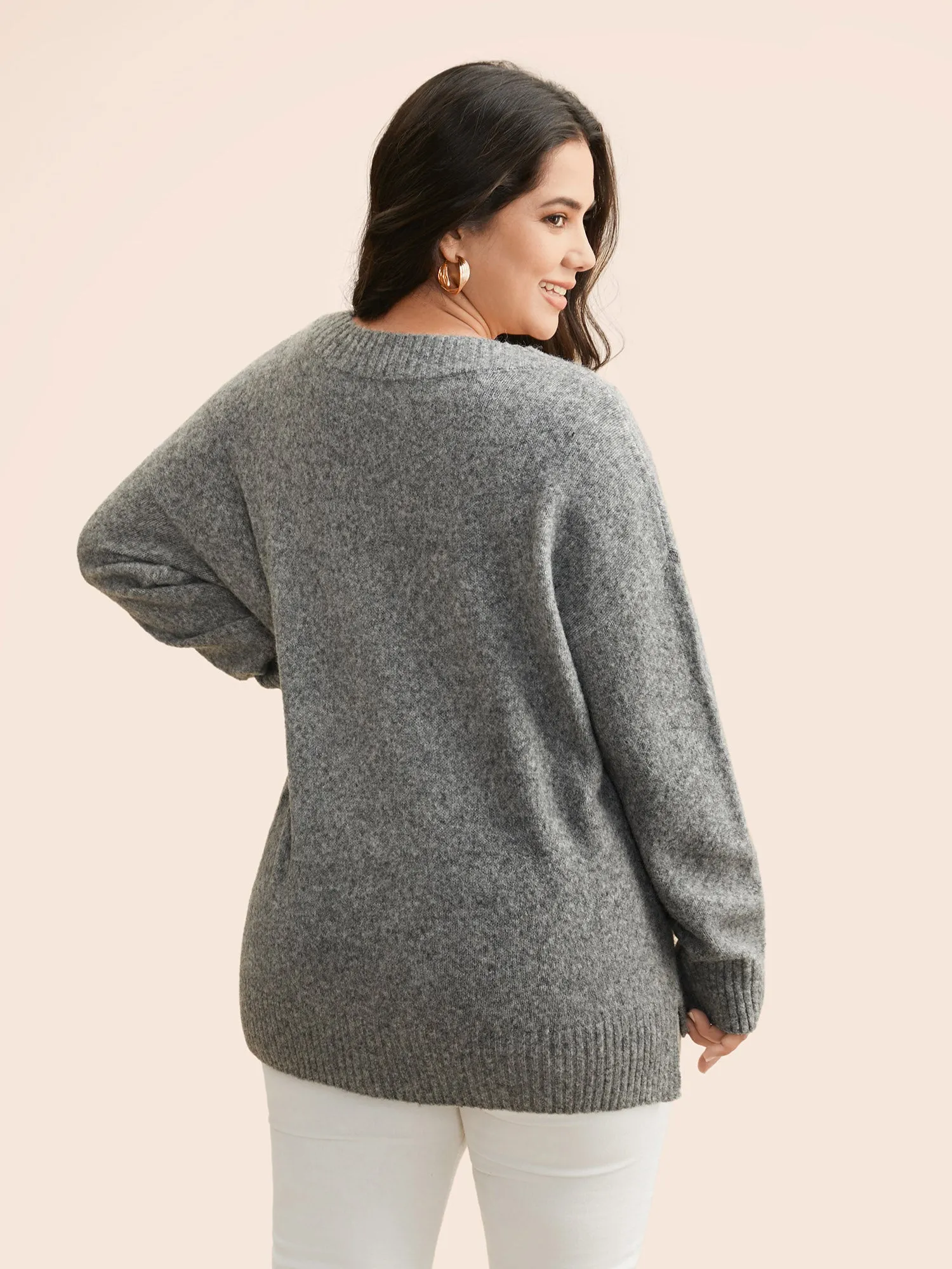 Airy Cozy V Neck Drop Shoulder Pullover sold by Bloomchic product image thumbnail 2