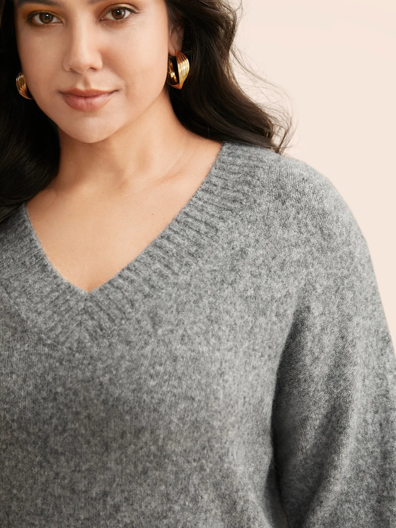 Airy Cozy V Neck Drop Shoulder Pullover sold by Bloomchic product image thumbnail 5